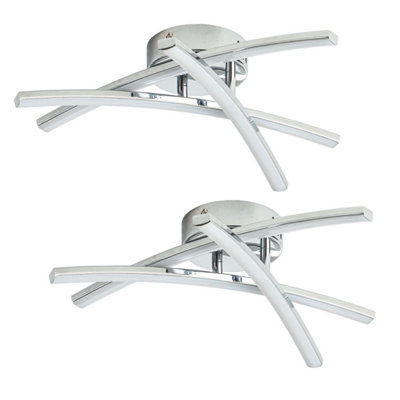 First Choice Lighting Set Of 2 Yardley Led Chrome Opal Flush Ceiling Lights from B&Q