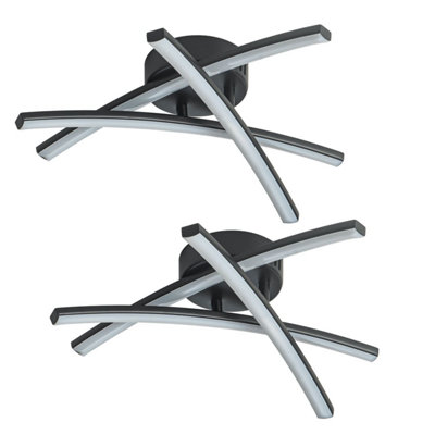 First Choice Lighting Set Of 2 Yardley Led Black Opal Flush Ceiling Lights from B&Q