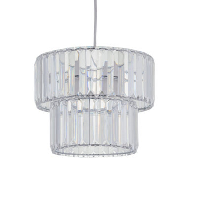B&Q -  ClintClear Acrylic Crystal Two Tier Easy Fit Pendant Shade