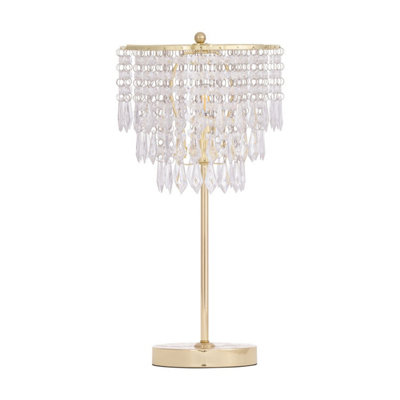 First Choice Lighting Cascada Gold And Acrylic Crystal Jewelled Table Lamp from B&Q