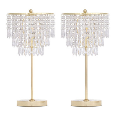 First Choice Lighting Set Of 2 Cascada Gold And Acrylic Crystal Jewelled Table Lamps from B&Q