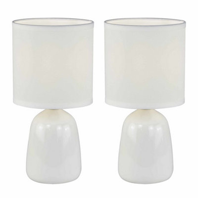 First Choice Lighting Cleo Set Of 2 White Ceramic 26Cm Lamps With Shades from B&Q