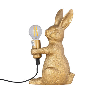 First Choice Lighting Hop Hop Gold Bunny Rabbit Table Lamp from B&Q