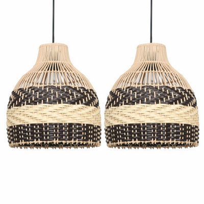 First Choice Lighting Set Of 2 Tanya Natural Rattan Mix Pendant Lightshades from B&Q