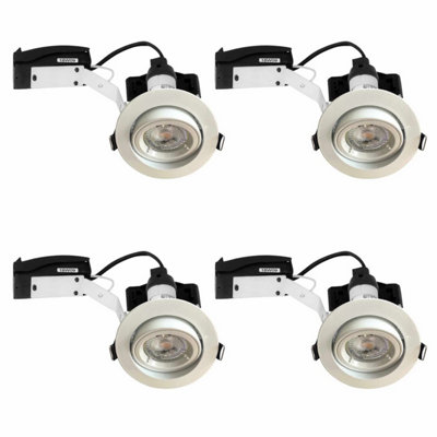 First Choice Lighting Set Of 4 Downlights Gloss White Tilt Recessed Ceiling Downlights