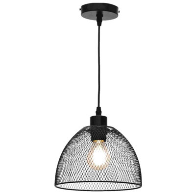 First Choice Lighting Cassidy Medium Black Mesh Ceiling Pendant Light from B&Q