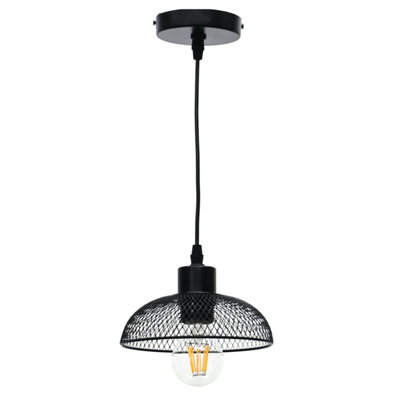 First Choice Lighting Cassidy Small Black Mesh Ceiling Pendant Light from B&Q
