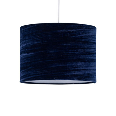 First Choice Lighting Navy Blue Crushed Velvet 25Cm Pendant Lightshade from B&Q
