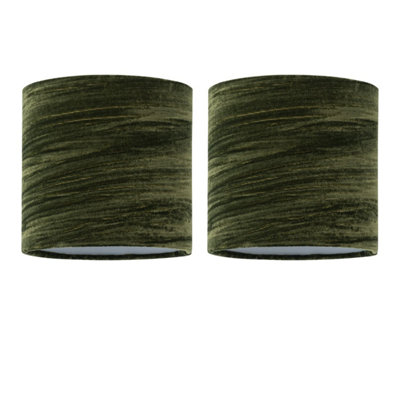 First Choice Lighting Set Of 2 Green Crushed Velvet 15.5Cm Table Lamp Shades from B&Q