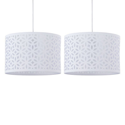 First Choice Lighting Set Of 2 White Laser Cut 25Cm Pendant Lightshades from B&Q