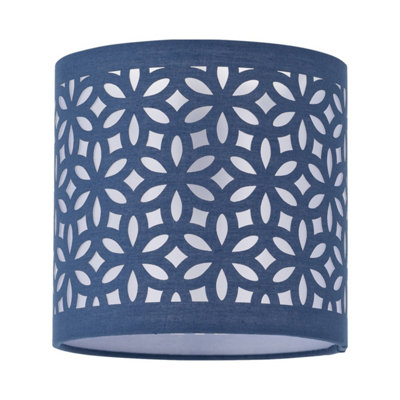First Choice Lighting Navy Blue Laser Cut 15.5Cm Table Lamp Shade from B&Q