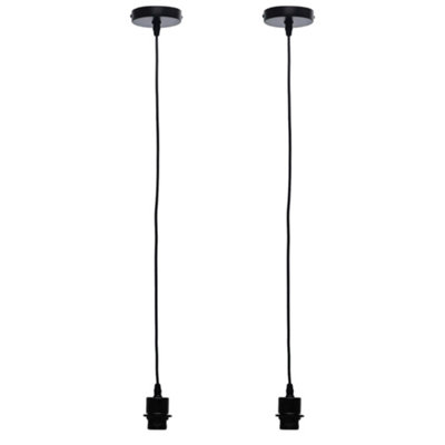 First Choice Lighting Set Of 2 CassidyBlack Ceiling Pendant Flex Kits For Easy Fit Shades from B&Q