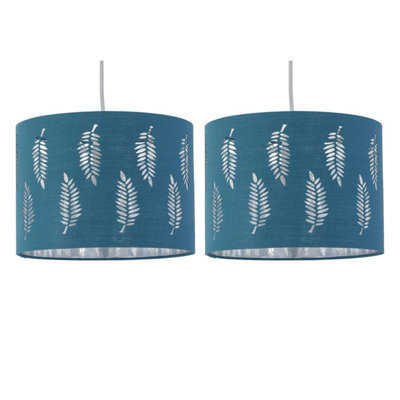 First Choice Lighting Set Of 2 Fern Teal Cut Out 30Cm Pendant Lightshades from B&Q