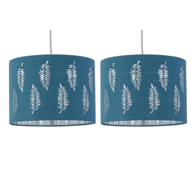 First Choice Lighting Set Of 2 Fern Teal Cut Out 25Cm Pendant Lightshades from B&Q