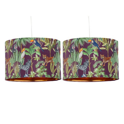 First Choice Lighting Set Of 2 SafariVelvet Safari 30Cm Pendant Or Table Lamp Shades from B&Q