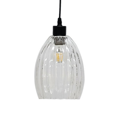 First Choice Lighting Birch Clear Fluted Glass Easy Fit Pendant Shade from B&Q