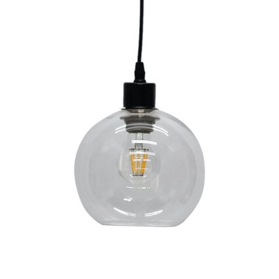 B&Q -  Barnum Clear Glass Globe Easy Fit Pendant Shade