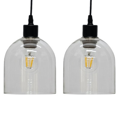 First Choice Lighting Set Of 2 Belten Clear Glass Cloche Easy Fit Pendant Shades from B&Q