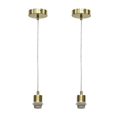 B&Q -  Set Of 2 CarssSatin Brass Ceiling Pendant Kits For Easy Fit Shades