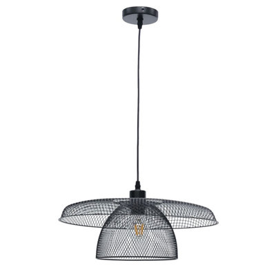First Choice Lighting Cassidy Large Layered Black Mesh Ceiling Pendant Light from B&Q