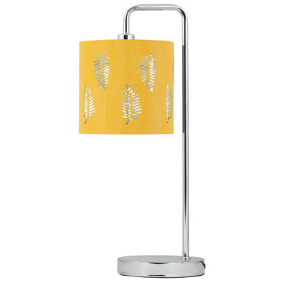 First Choice Lighting Chrome Arched Table Lamp With Ochre Fern Cut Out Shade from B&Q
