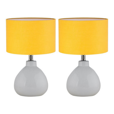 First Choice Lighting Set Of 2 Tuscan White Ceramic Lamps With Ochre Shade from B&Q