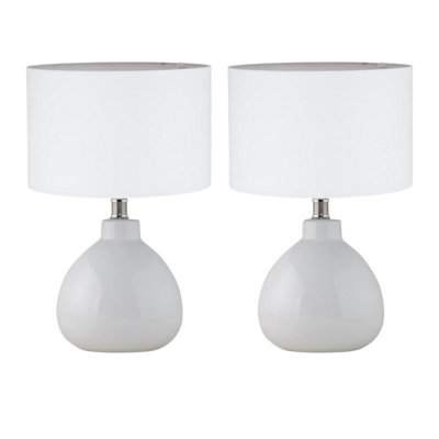 First Choice Lighting Set Of 2 Tuscan White Ceramic Lamps With White Shade from B&Q