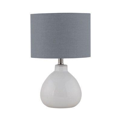 First Choice Lighting Tuscan White Ceramic Lamp With Grey Shade from B&Q