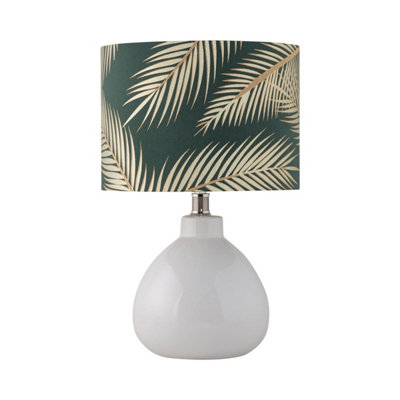 First Choice Lighting Tuscan White Ceramic Lamp With Tropical Green Shade from B&Q