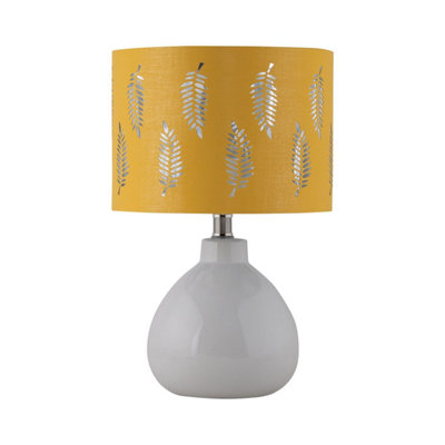 First Choice Lighting Tuscan White Ceramic Lamp With Ochre Fern Shade from B&Q