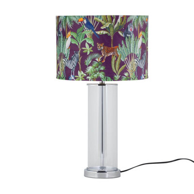 First Choice Lighting AuraChrome Table Lamp With Safari Velvet Shade from B&Q