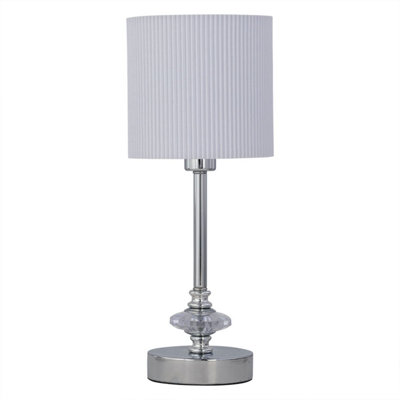First Choice Lighting Chrome Jewelled Table Lamp With White Pleat Shade from B&Q