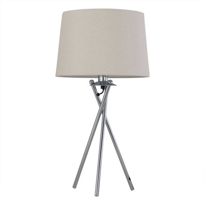 First Choice Lighting TripodChrome Lamp With Natural Linen Shade from B&Q