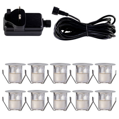 First Choice Lighting Set Of 10 30mm Stainless Steel Ip67 Warm White Led Plinth Decking Kit from B&Q