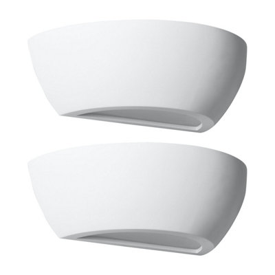 First Choice Lighting Set Of 2 MazzaroWhite E14 Plaster Wall Lights from B&Q