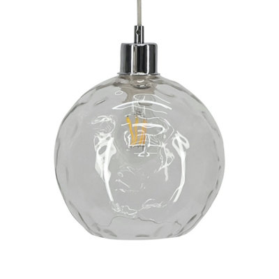 First Choice Lighting BarnumClear Dimpled Glass Easy Fit Pendant Shade from B&Q