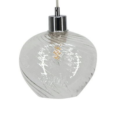First Choice Lighting BradsonClear Swirl Glass Easy Fit Pendant Shade from B&Q