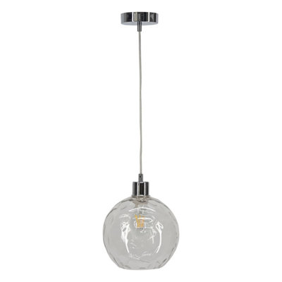 First Choice Lighting BarnumClear Dimple Glass Globe With Chrome Pendant Fitting from B&Q