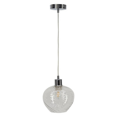 First Choice Lighting BradsonClear Swirl Glass With Chrome Pendant Fitting from B&Q