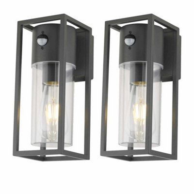 First Choice Lighting Set Of 2 HaleBlack Motion Sensor Outdoor Wall Lights from B&Q