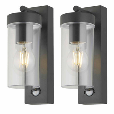 First Choice Lighting Set Of 2 HadronBlack Motion Sensor Outdoor Wall Lights from B&Q