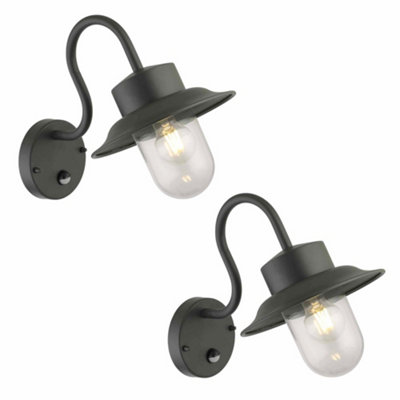 First Choice Lighting Set Of 2 MontfordBlack Motion Sensor Outdoor Wall Lights from B&Q
