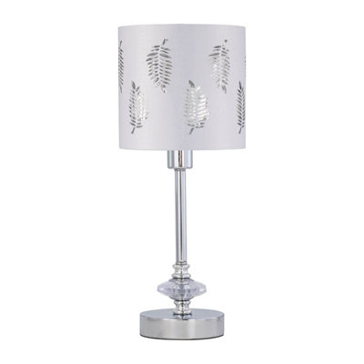 First Choice Lighting Chrome Jewelled Table Lamp With White Fern Shade from B&Q