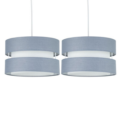First Choice Lighting Set Of  2 BenniGrey 26Cm Pendant Shades from B&Q