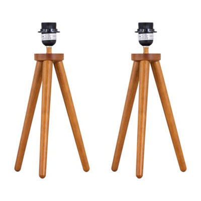 First Choice Lighting Set Of 2 VoyageDark Oak Wooden Tripod Lamp Bases from B&Q