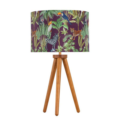 First Choice Lighting VoyageDark Oak Table Lamp Or Bedside Light With Safari Velvet Shade from B&Q