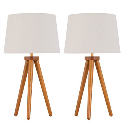First Choice Lighting Set Of 2 Dark Oak Table Lamp Or Bedside Lights With Linen Shades from B&Q