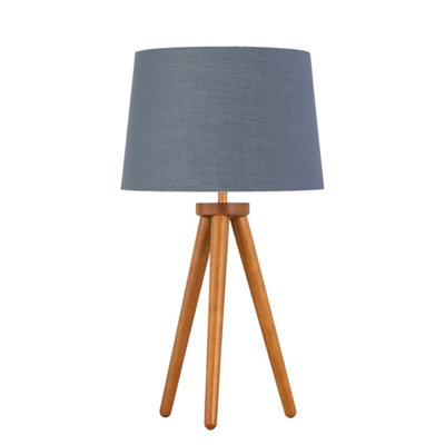 First Choice Lighting VoyageDark Oak Table Lamp Or Bedside Light With Grey And Gold Shade from B&Q