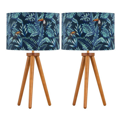 First Choice Lighting Set Of 2 Dark Oak Table Lamp Or Bedside Lights With Toucan Shades from B&Q