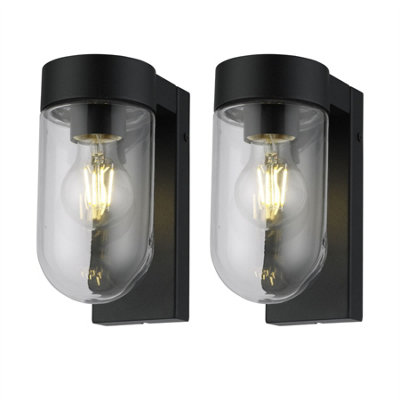 B&Q -  Set Of 2 ParnieBlack Ip44 Outdoor Wall Lights